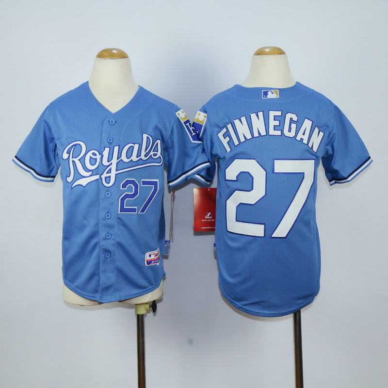 Youth Kansas City Royals #27 Finnegan Light Blue MLB Jerseys->youth mlb jersey->Youth Jersey